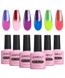 AIMEILI Soak Off UV LED Temperature Colour Changing Chameleon Gel Nail Polish Multicolour/Mix Colour/Combo Colour Set Of 6pcs X 10ml - Kit 15 KIT6-15 1.67 ml (Pack of 6) - Buy Online on SooperMarket.com