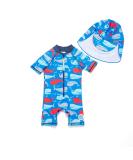BONVERANO Baby Boys Swimsuit | Toddler Short-Sleeve Zipper Bathing Suit | UPF 50+ Sun Protection | Colorful Whale Design | 12-18 Months - Buy Online on SooperMarket.com