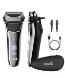Men's Electric Shaver - YIRISO Cordless Foil Shaver & Precision Trimmer Waterproof Wet & Dry Beard Trimmer with LED Display & Type-C USB Charging - Buy Online on SooperMarket.com