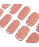 DANNI & TONI Everglow Gel Nail Strips - 28 Semi Cured Stickers in Light Salmon with Golden Shimmer | Solid Colour Gel Nail Polish - Buy Online on SooperMarket.com