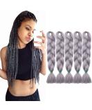 Tess Braids Extensions 60 cm - 5 Pack Jumbo Kanecalon Hair for Box Braids - Silver Gray - Buy Online on SooperMarket.com