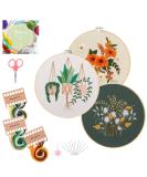 Santune 3 Sets Embroidery Starter Kit with Pattern and Instructions  Cross Stitch Set  Stamped Kits Clothes Pattern  1 Hoops B-Plants Flowers - Buy Online on SooperMarket.com