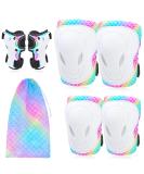 Rainbow Mermaid Kids Skating Protective Gear Set - Knee Pads, Elbow Pads, Wrist Guards for Skateboard, Roller Skating, Scooter - Ages 3-8 - Buy Online on SooperMarket.com