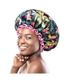 Mikimini Large shower hood for women with long hair rainforest bath shower hood with pink lace reusable waterproof shower hood for girls XL (1 piece) rainforest - Buy Online on SooperMarket.com