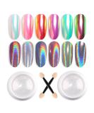 White pearl chrome nail powder glitter powder gzsyy holo nail powder 2pcs aurora ice shimmer chrome pigment powder mirror powder for nails color11 - Buy Online on SooperMarket.com