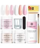 Saviland Acrylic Nail Kit Starter - Clear Pink Nude Acrylic Powder & Monomer - Complete Acrylic Nail Set for Home Practice - Press On Nails & Tools Included - Buy Online on SooperMarket.com