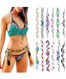 Sexy Flower Navel Tattoo Stickers 12 Sheets Long Belly Abdomen Waist Back Waterproof Temporary Tattoos for Women Girls Fake Body Tattoos - Buy Online on SooperMarket.com