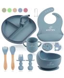 Bebefant Baby Weaning Set | Suction Bowl, Plate, Cup, Bib, Fork & Spoon | Baby Led Weaning Feeding Set (Large Blue) - Buy Online on SooperMarket.com