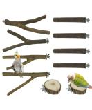Allazone 10 PCS Natural Wood Bird Perch Stand Bird Parrot Perch Stand Set Wooden Parrot Perch Stand Perch Platform Cage Accessories for Parrotlets Cockatiels Budgies Parakeets Style 2 - Buy Online on SooperMarket.com