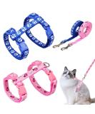 Adjustable Nylon Cat Leash Set - 2 Pieces with Lady Beetle Print & Soft Cat Dishes for Kittens Puppies & Rabbits - Pink & Blue - Buy Online on SooperMarket.com