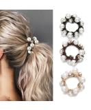 Brinie Hair Ties Black Elastic Hair Scrunchies Pearl Hair Bands Crystal Hair Ropes Hair Accessories for Women and Girls (Pack of 3) - Buy Online on SooperMarket.com