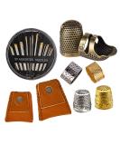 Finger Protector Thimble Set - 8pcs Thimbles + 30pcs Needles for Sewing, Adjustable Metal & Leather Thimbles for Hand Embroidery & Needlework - Buy Online on SooperMarket.com