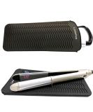 Heat -resistant silicone mat bag mat cover for curly bars hair smoothers smooth iron and other hot hair tools height 28.5 cm and width 14cm black - Buy Online on SooperMarket.com