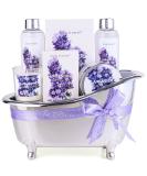 Gift Set for Women, Gift Basket for Women, Body & Earth Women Bath Set 7 Pcs Lavender Spa Basket with Shower Gel, Bubble Bath, Bath Salts, Body Lotion, Scented Candle, Gifts for Women - Buy Online on SooperMarket.com