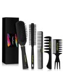 TimeTinkle Styling Hair Comb and Brush Set for Men Men's Hair Comb and Paddle Hair Brush Roller Hair Brush Texture Comb for Quiff Pompadour Slicked-back Fauxhawk Black 5.0 count - Buy Online on SooperMarket.com