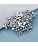 Missgrace Crystal Rhinestone Flower Hair Comb - Silver Bridal Hair Accessory for Wedding, Prom, Women and Girls - Buy Online on SooperMarket.com