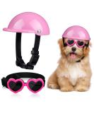 Xuniea 2 Pieces Small Dog Helmet and Goggles Puppy Sunglasses UV Protection PET Helmet with Adjustable Belt Dog Motorcycle Hard Safety Hat for Doggie Windproof Glasses Small Dog Cycling Riding(Pink) - Buy Online on SooperMarket.com