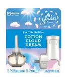 Glade PlugIns Refills Air Freshener Starter Kit - Cotton Cloud Dream Scent | Essential Oils for Home & Bathroom | 0.67 Fl Oz - Buy Online on SooperMarket.com