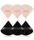 Auauy 6 PCs triangle makeup powder quaste face sponge powder puff washable reusable reusable sponge wet dry make -up tool for loose powder or foundation rouge (3 -black + 3 skin color) 3 black + 3 skin - Buy Online on SooperMarket.com