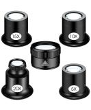 5 Pcs Jewelers Loupe Portable Monocular Magnifier Magnifying Glass Eye Loops Magnifier with 30 x 36 mm Lens Watch Jewelry Experimental Repair Tool for Textile Optical Circuit Coins (5X 10X 15X 20X) - Buy Online on SooperMarket.com