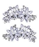 Teaaha 2PCS Diamante Hair Clips for Women Rhinestones Bridal Hair Clips Silver Wedding Hair Accessories Hair Pins Crystal Flower Hair Clips Wedding Headpiece Hair Clips for Brides Bridesmaids Girls - Buy Online on SooperMarket.com