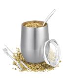 Telanks Mate Becher - 340ml Double-Walled Insulated Stainless Steel Mate Cup with Straw & Brush | Perfect Yerba Mate Mug (Silver) - Buy Online on SooperMarket.com