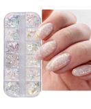 Holographic Nail Art Glitter Iridescent Flakes Nail Foil 12 Grids Mermaid Bright Colorful Star Gradient Ice Slag Nail Sequins Paillettes Summer Nail Art Decoration - Buy Online on SooperMarket.com