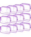 12-Piece Clear PVC Zippered Cosmetics Bag Set - Waterproof Toiletry Carry Pouch for Makeup - Purple Medium - Buy Online on SooperMarket.com
