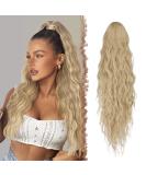 FESHFEN Long Curly Wavy Drawstring Ponytail Extensions Clip in Wavy Synthetic Hairpieces Ash Blonde Drawstring Ponytail Curly Hair Piece Pony Tail Extension for Women 26 inch 26 Inch Ash Blonde - Buy Online on SooperMarket.com