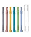 Hollow Molar Teether Silicone Baby Teething Toy (6 Pack) with Cleaning Brush - BPA Free & Freezable - Multicolored for Boys and Girls - Buy Online on SooperMarket.com