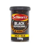 Schwartz Medium Black Peppercorn Drum 100 G | Mild Heat Spicy Kick and Hot Biting Flavour | Deep Zesty Flavour and Distinctive Aroma | Perfect for Marinades Sauces Steaks and Kebabs - Buy Online on SooperMarket.com