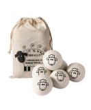Organic XL Wool Dryer Balls - 6 Pack Sheep Pattern | Cute Fabric Softener | Shorten Drying Time | Reusable Laundry Essential - Buy Online on SooperMarket.com
