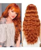 YEESHEDO Ginger Long Hair Wigs | Natural Curly Wavy Synthetic Wig with Fringe | 28 Copper Red Orange Wig for Parties and Cosplay - Buy Online on SooperMarket.com