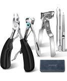 Senior Toenail Clippers Set for Thick Nails - Featuring Ingrown Toenail Tool, Wide Opening Clipper, Rotary Fingernail Clipper, Leather Case & File - Black - Buy Online on SooperMarket.com