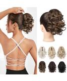 Reecho ponytail hair extension 23 cm short curly corrugated hair clip hair part horse cock hair extensions hair parts ponytail extension - chestnut brown with golden highlights - Buy Online on SooperMarket.com