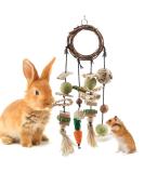 Bissap Bunny Chew Toy, Rabbits Cage Hanging Chew Toys and Treats Rattan Ring with Snacks for Guinea Pigs Chinchillas Hamsters Rats and Other Small Pets Teeth Grinding - Buy Online on SooperMarket.com