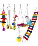 6-Pack Bird Parrot Swing Ladders & Chewing Toys - Cage Accessories for Small Parakeets, Cockatiels, Lovebirds, Conures, Macaws, Finches - Buy Online on SooperMarket.com