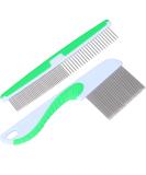 Premium Stainless Steel Dog & Cat Comb - Flea Comb for All Hair Types (Green) - Perfect for Short Medium & Long Hair Pets - Buy Online on SooperMarket.com