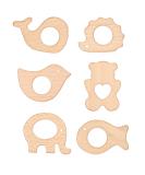 Rosewinec 6-Piece Wooden Baby Bite Ring Set | Handmade DIY Jewelry & Craft | Safe Wooden Figures for Baby's Early Development - Buy Online on SooperMarket.com