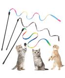 Cobee 3 Packs Cat Wand Toy Set 30cm Cat Interactive Wand with 60cm Rainbow Ribbon String+ Rainbow Cloth String + Leopard Print Cloth String for Pet Kitten Training Exerciser Kitten (3 Pcs) - Buy Online on SooperMarket.com