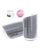 JEEZAO 2 Pack New Version Long Cat Self Groomer Wall Corner Grooming Brush Cat Massage Comb Scratcher with Catnip Bag and Ball Lengthen Comb Teeth (gray) - Buy Online on SooperMarket.com