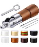 12 Pieces Leather Sewing Awl Kit with Accessories Set - Hand Stitcher Tool, Needles, Thread Spools - for Leather & Fabric - Buy Online on SooperMarket.com