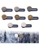 8 Pcs Button Waist Extender Set for Jeans, Trousers, Pants, Shirts | Adjustable Elastic Collar Extenders, Stainless Steel | Silver + Bronze - Add 1.4 inch - Buy Online on SooperMarket.com