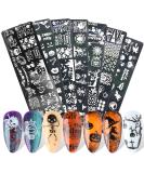 Halloween Nail Art Stamping Plate - JMEOWIO 6 Sheets Pumpkin Skull Ghost Witch Image Plate Nail Art Design Stamp Kit Manicure Template Set - Buy Online on SooperMarket.com