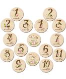 16 Pieces Wooden Baby Monthly Milestone Cards Floral Baby Monthly Milestone Marker Discs Double Sided Monthly Milestone Wooden Circles Baby Months Signs for Baby Shower Newborn Photo Props Flower - Buy Online on SooperMarket.com