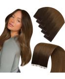 LAAVOO Virgin Tape Extensions | Real Hair Ombre Brown Seamless 45cm | Invisible Balayage Extensions | 5PCS 12.5g | Premium Quality - Buy Online on SooperMarket.com