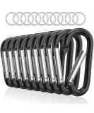 Sprookber 3" Aluminum Carabiner D Ring, Caribeener Clips, Spring Snap Hook for Keychain Clip, Set of 10 Black - Buy Online on SooperMarket.com