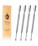 Cuticle Pusher Dual Sided - Sharp Edge Spoon Shaped Double Ended Cuticle Pusher Remover Cleaner Surgical Medical Grade Stainless Steel Manicure Pedicure Nail Art Care Tools 4 PC Set By Krisp - Buy Online on SooperMarket.com