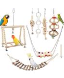 Taecoool 8-part wooden parrot toys parrot bird chewing natural wood hanging bell bird cage rocking toys suitable for nymphensittich finches small paramount - Buy Online on SooperMarket.com