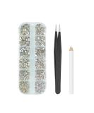 2880 Pcs Nail Art Rhinestones Kit with Tweezers and Drill Pen - MAEXUS Nail Gems for DIY, Face Make-up, and Professional Use - Buy Online on SooperMarket.com